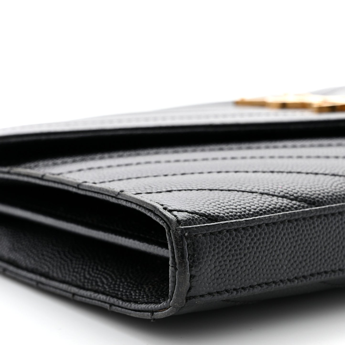 Grain De Poudre Matelasse Chevron Monogram Chain Wallet Black