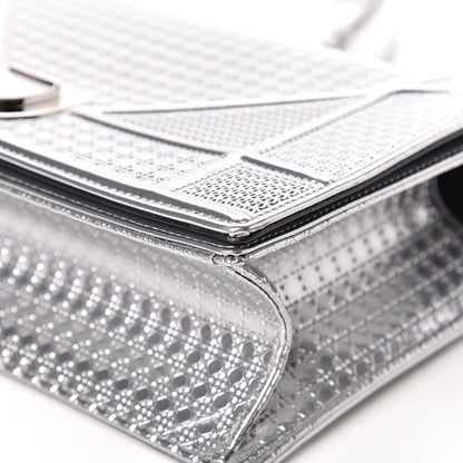 Christian Dior Metallic Patent Micro-Cannage Medium Diorama Flap Bag Silver 11 of 17
