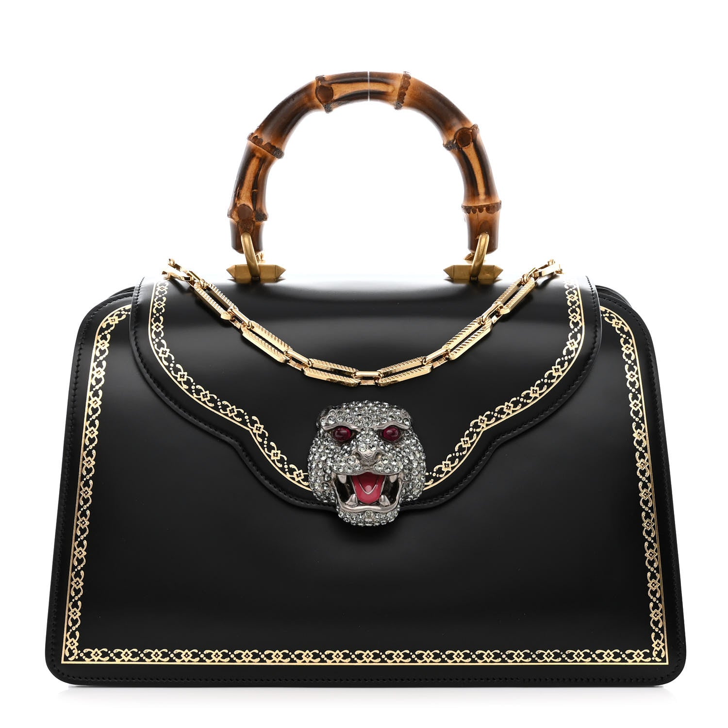 Gucci Calfskin Bamboo Medium Thiara Top Handle Bag Black 1 of 10
