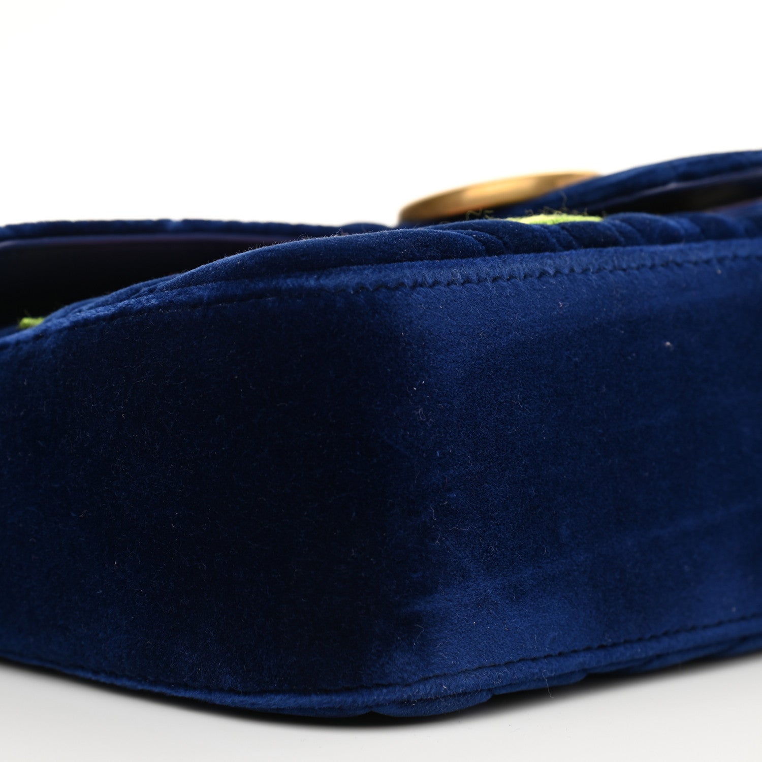Gucci Velvet Matelasse Deer Embroidered Small GG Marmont Shoulder Bag Cobalt 9 of 12