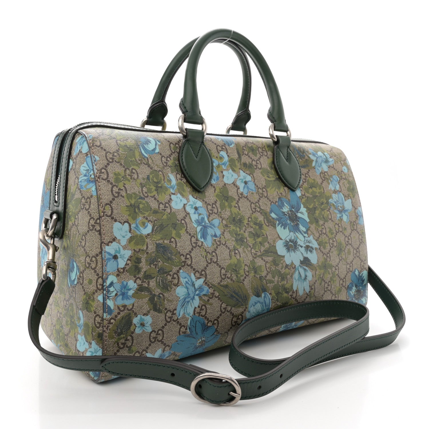 Gucci GG Supreme Monogram Bloom Butterfly Embroidered Medium Boston Green 3 of 13