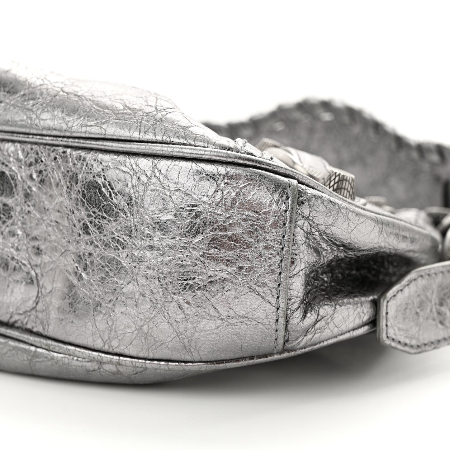 Metallic Agneau Arena Le Cagole Shoulder Bag XS Silver