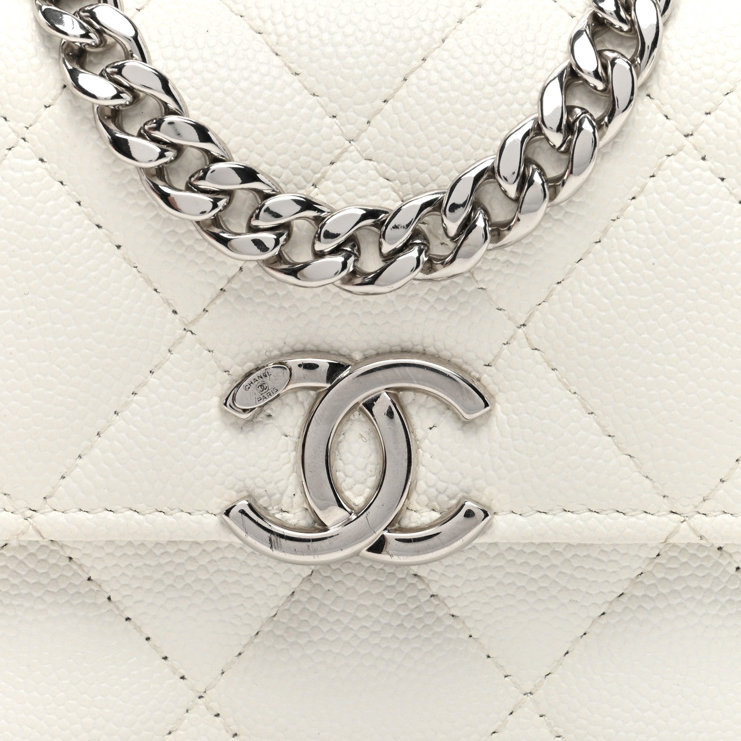 Chanel Caviar Quilted Pick Me Up Clutch With Chain White 8 of 11