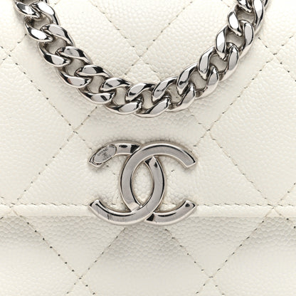 Chanel Caviar Quilted Pick Me Up Clutch With Chain White 8 of 11