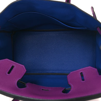 Hermes Togo Horseshoe Birkin 30 Anemone Bleu Electrique 5 of 12