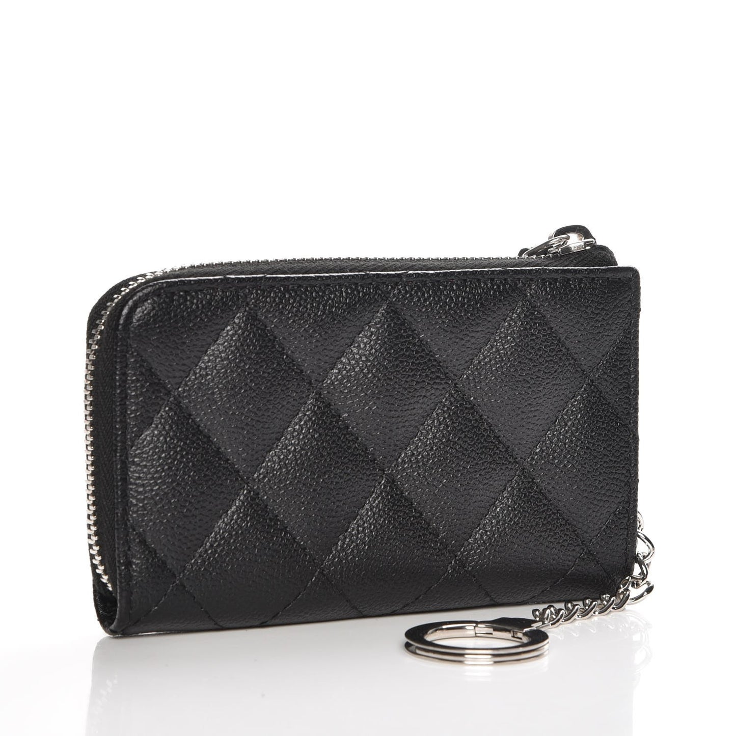 Caviar Quilted Key Holder Case Black