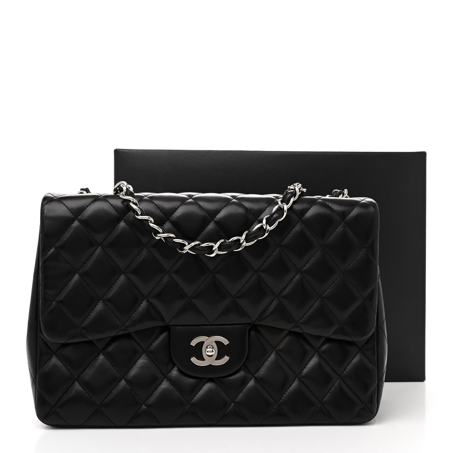 Chanel Lambskin Quilted Jumbo Single Flap Black 13 of 13