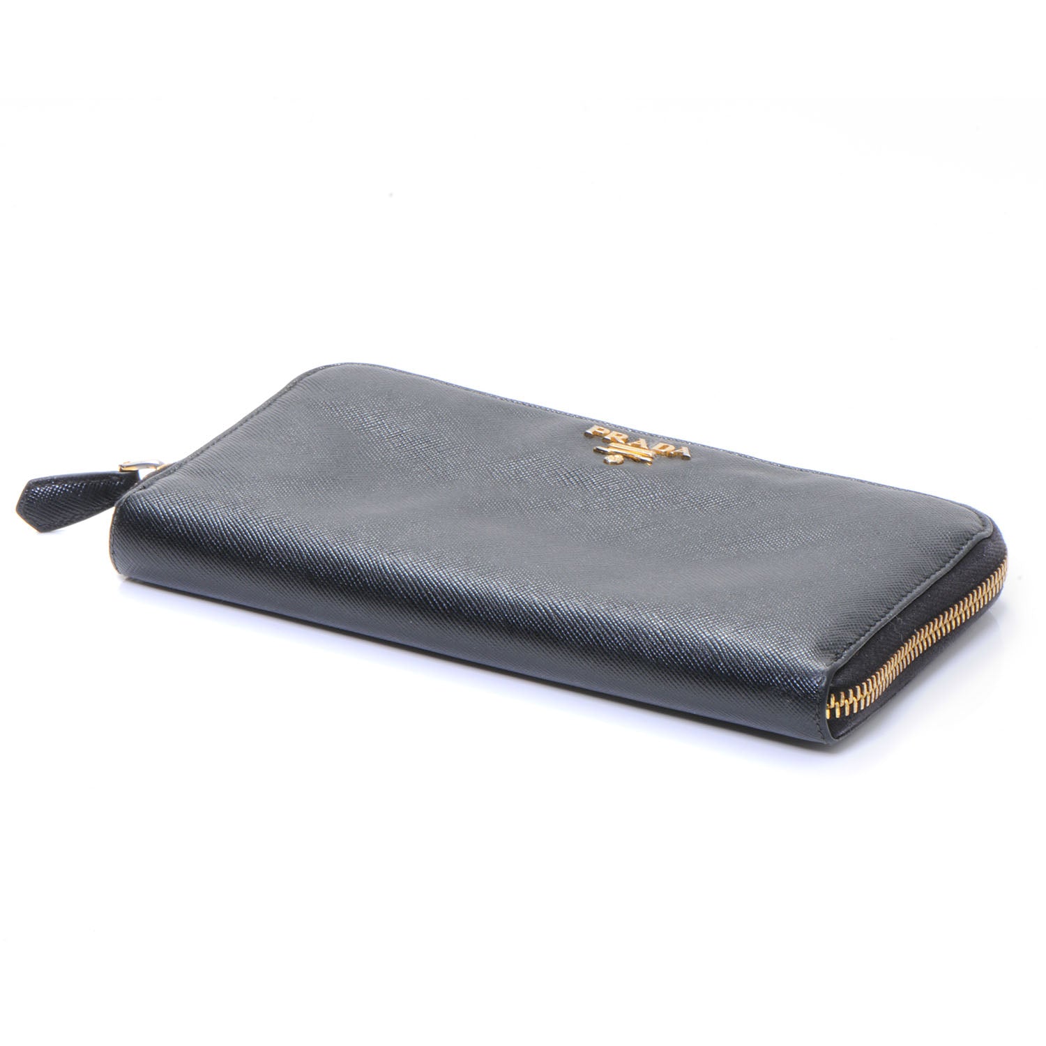 Prada Saffiano Metal Zip Around Wallet Nero Black 4 of 7