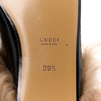 Gucci Patent Fur Womens Princetown Slippers 39.5 Black Natural 6 of 7