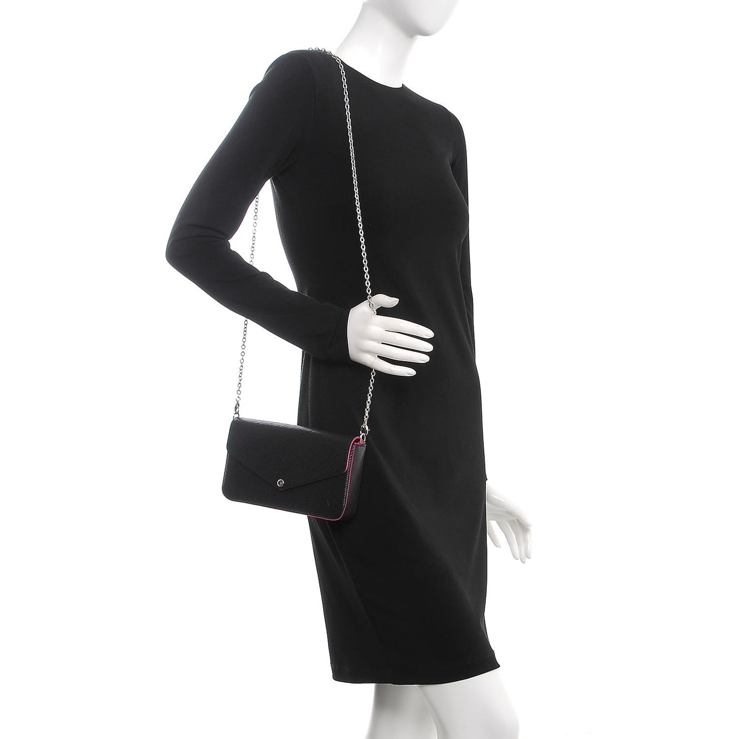 Epi Pochette Felicie Black Hot Pink