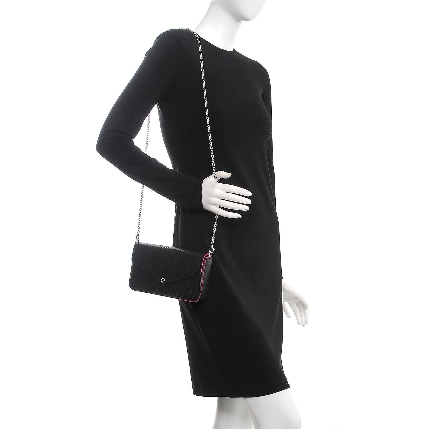 Louis Vuitton Epi Pochette Felicie Black Hot Pink 2 of 9