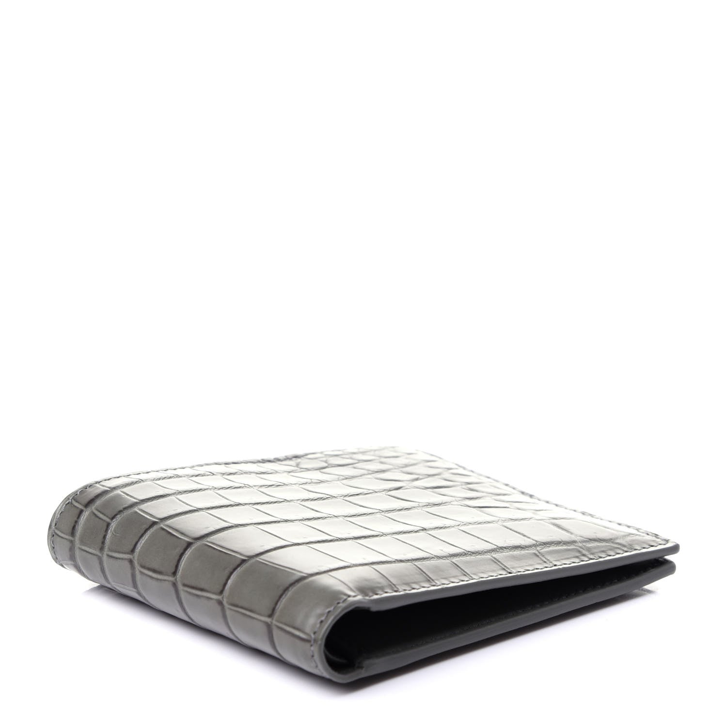 Bottega Veneta Crocodile Bi-Fold Wallet Grey 4 of 10