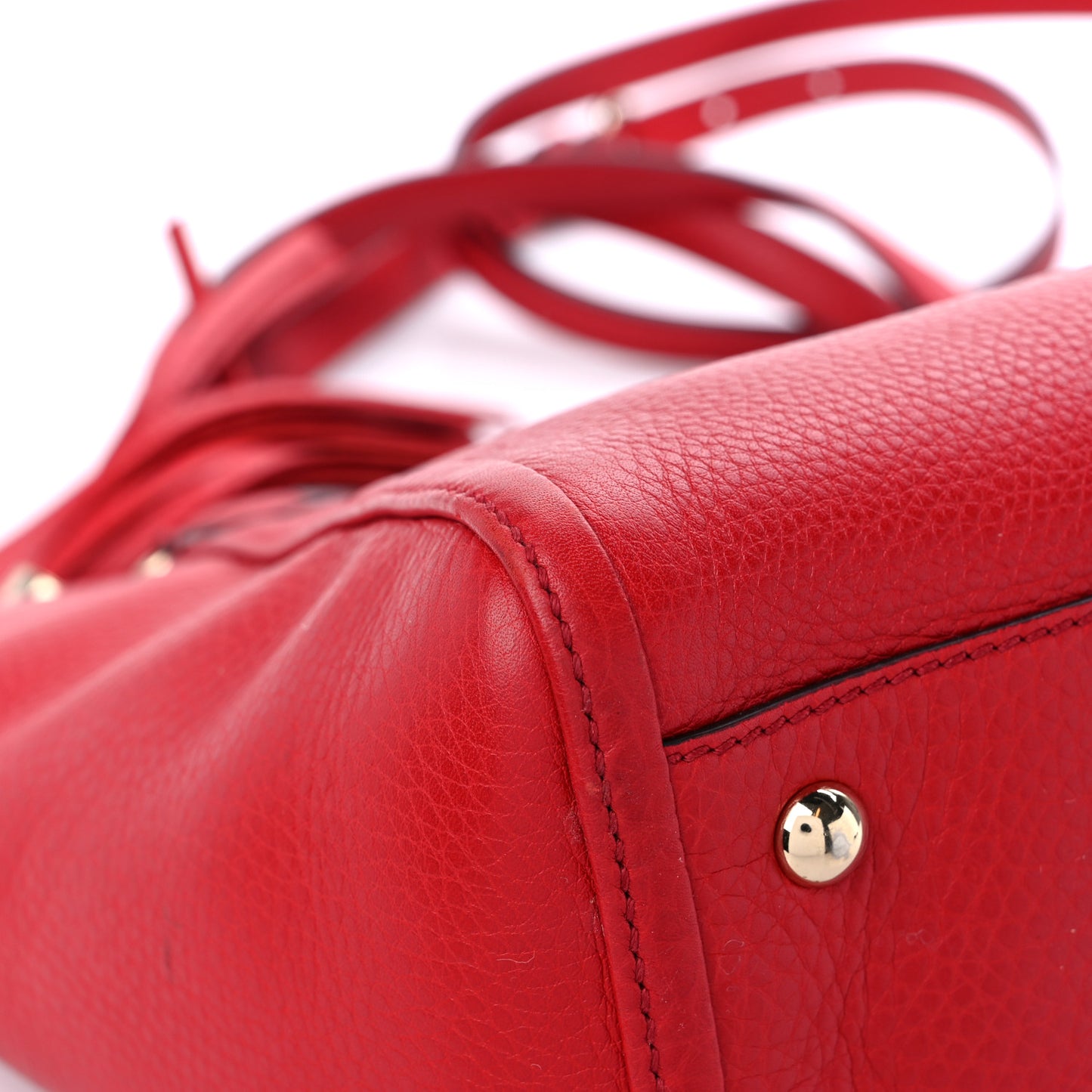 Pebbled Calfskin Small Soho Top Handle Bag Red