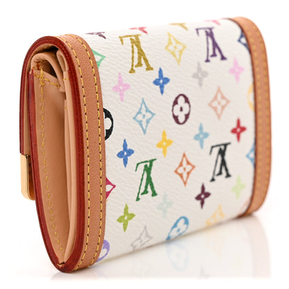 Louis Vuitton Monogram Multicolor Porte-Monnaie Plat Coin Purse White 3 of 6