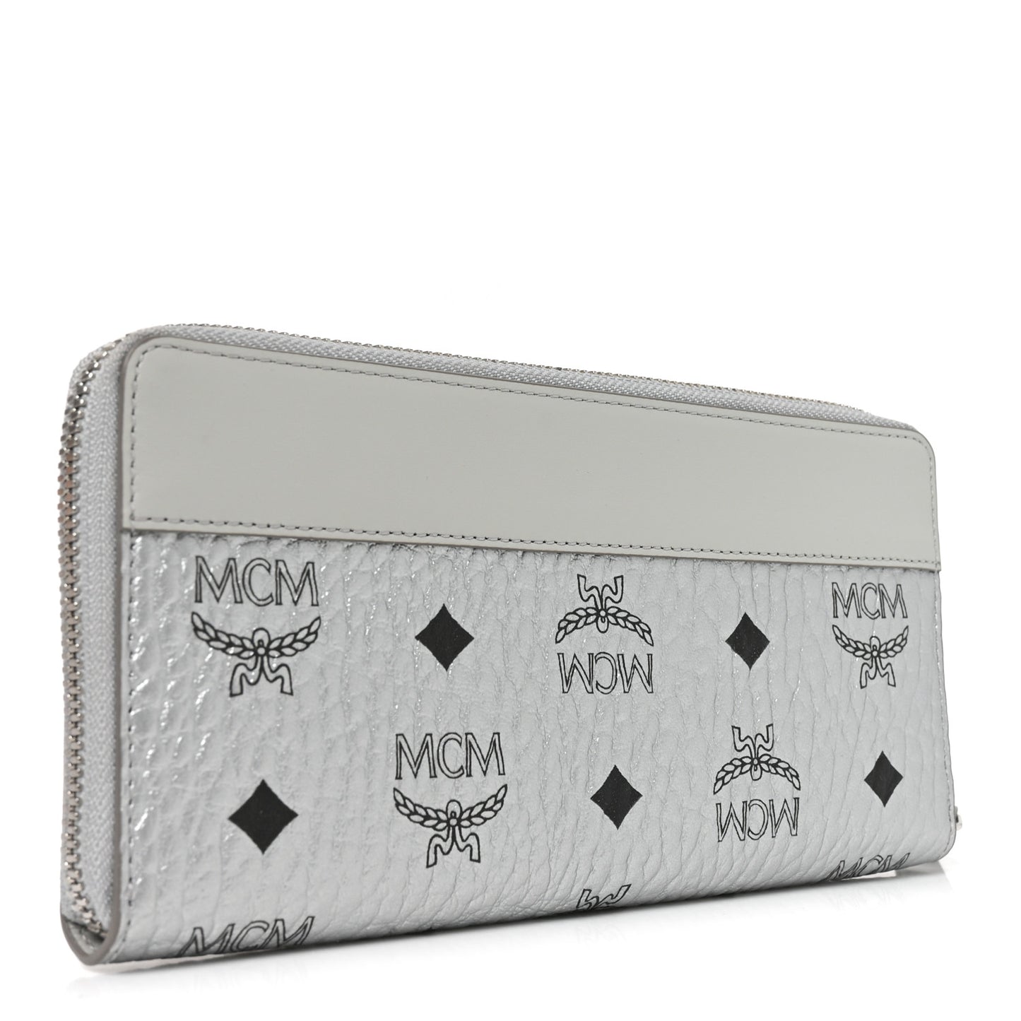 Metallic Visetos Aren VI Zip Around Wallet Silver