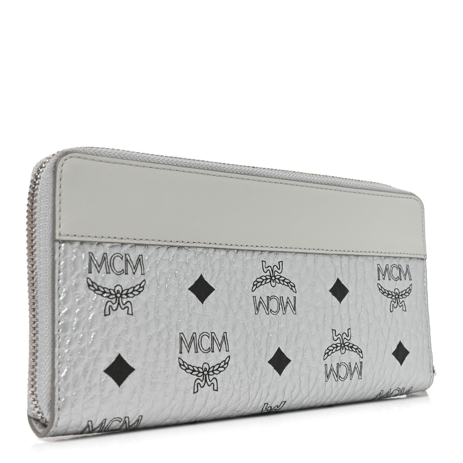MCM Metallic Visetos Aren VI Zip Around Wallet Silver 3 of 7