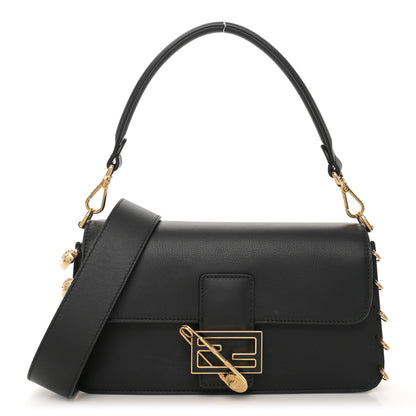 Fendi X VERSACE Vitello Seta Fendace Brooch Baguette Black 1 of 11
