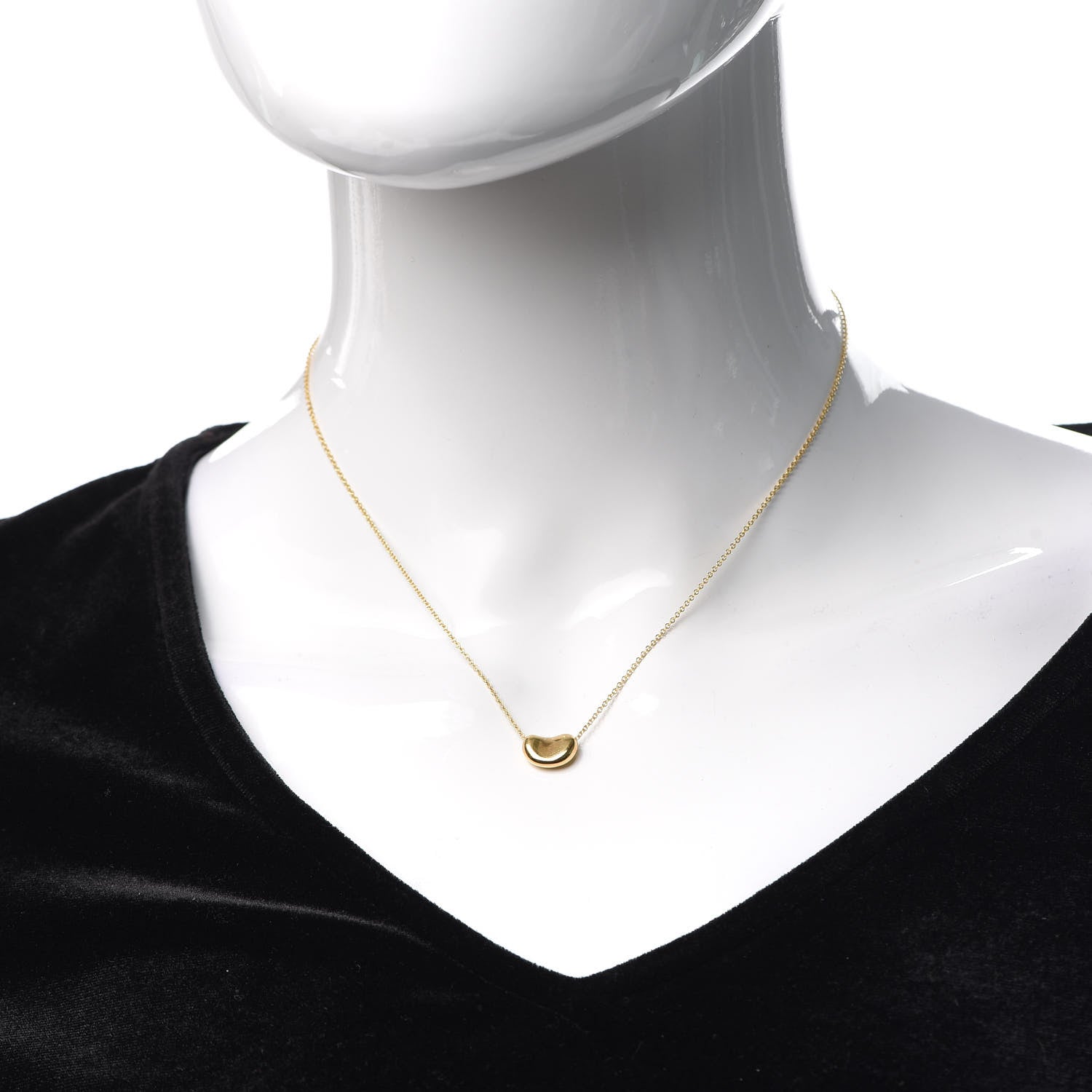 Tiffany 18K Yellow Gold 11mm Elsa Peretti Bean Pendant Necklace 2 of 5
