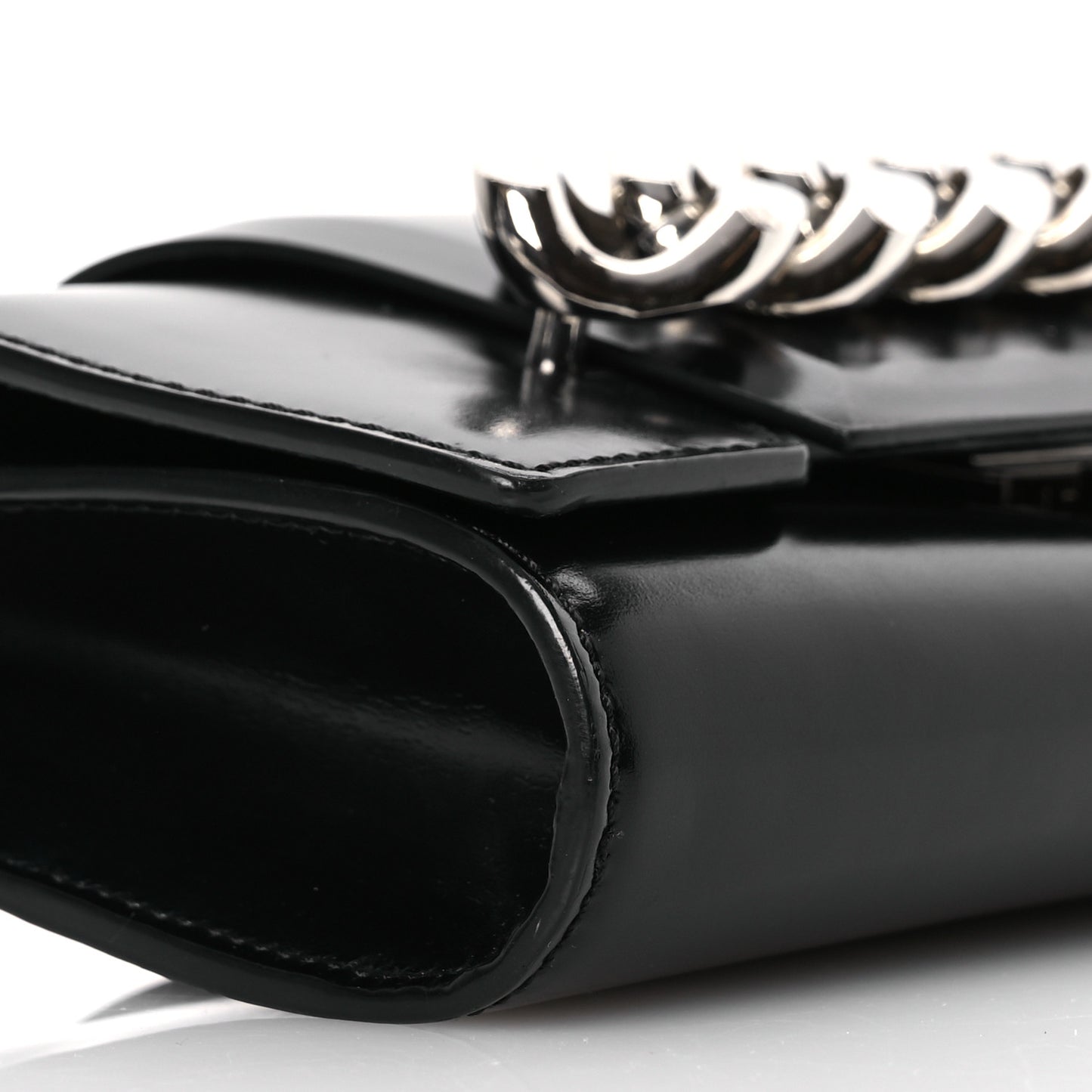 Calfskin Infinity Flap Clutch Black