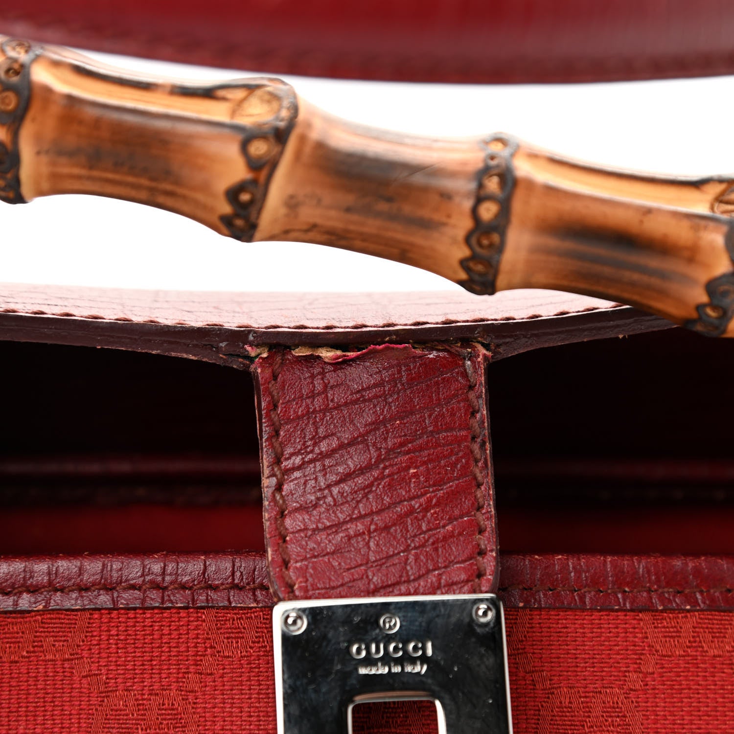 Gucci Monogram Bamboo Bullet Bag Red 14 of 17