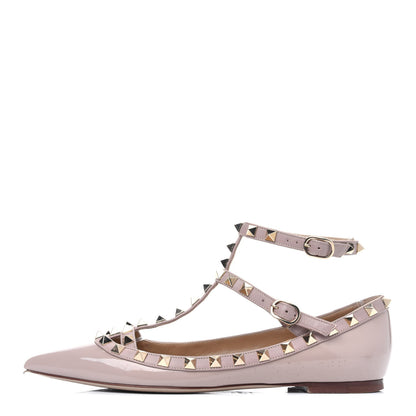 Valentino Garavani Patent Rockstud Cage Ballerina Flats 37 Poudre 1 of 13