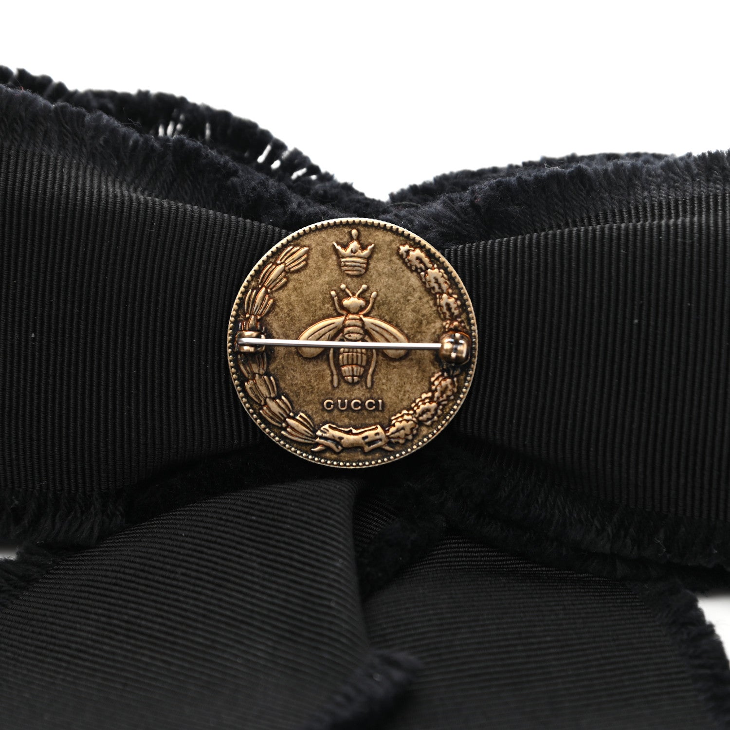 Gucci Grosgrain Crystal Bow Brooch Black 4 of 5