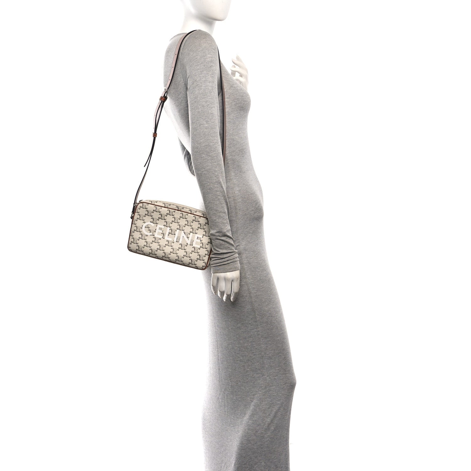 Celine Triomphe Canvas Medium Messenger Bag Tan Ecru 2 of 10