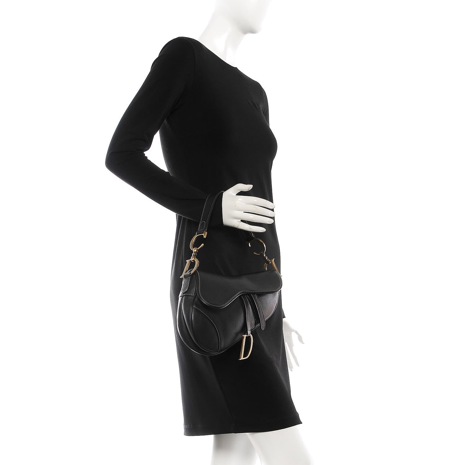 Christian Dior Calfskin Saddle Bag Black 2 of 8