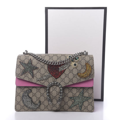Gucci GG Supreme Monogram Suede Pierced Heart Embroidered Medium Dionysus Shoulder Bag Beige Ebony Pink Tropical Flower 18 of 18