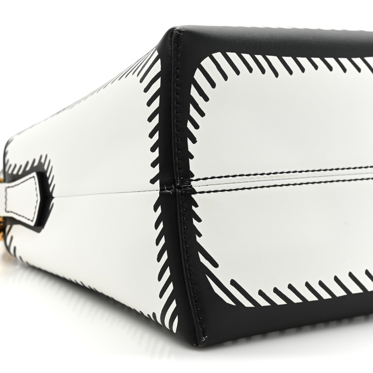 Fendi X JOSHUA VIDES Vitello Century Logo Medium By The Way Boston Bag White Black 11 of 17