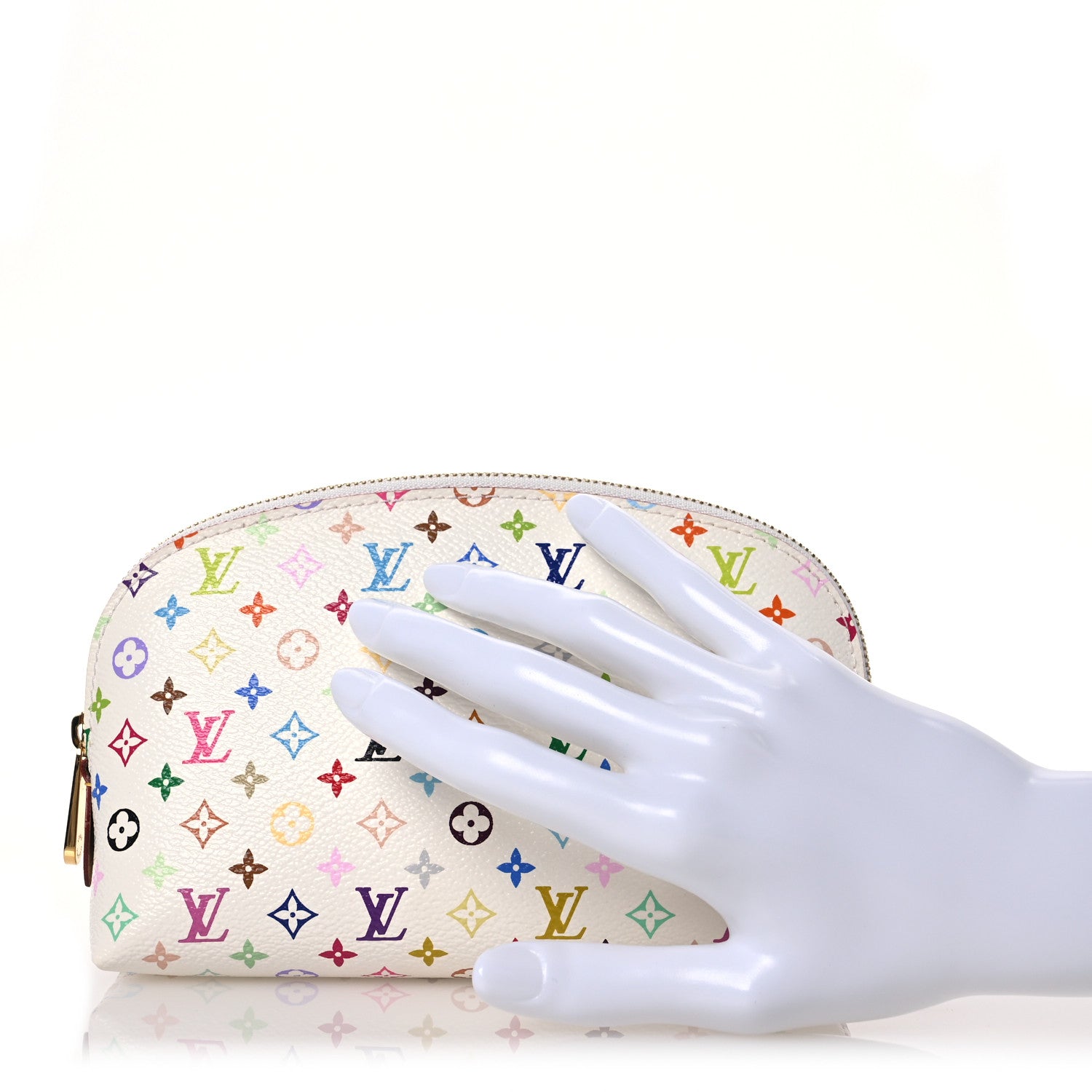Louis Vuitton Monogram Multicolor Cosmetic Pouch White Litchi 2 of 11
