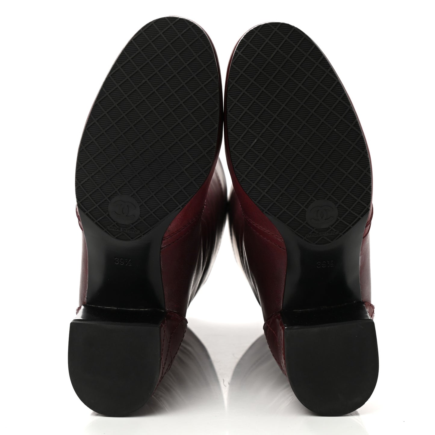 Calfskin Stitched Boots 39.5 Burgundy