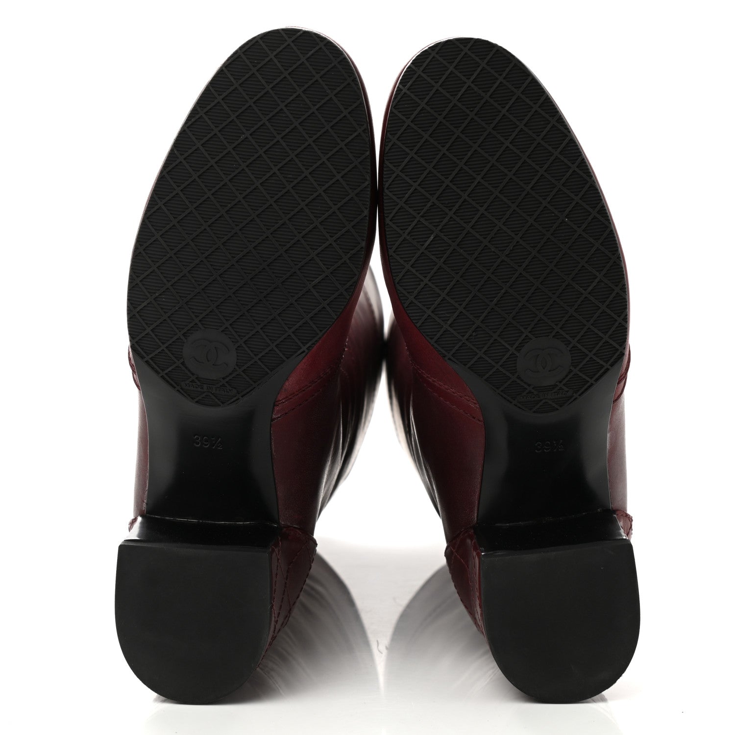 Chanel Calfskin Stitched Boots 39.5 Burgundy 5 of 8