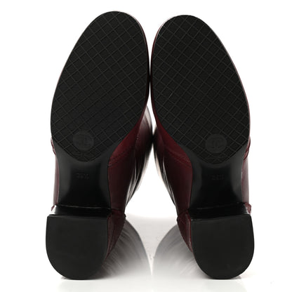 Chanel Calfskin Stitched Boots 39.5 Burgundy 5 of 8