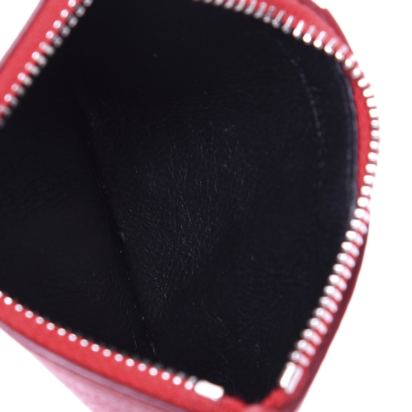 Grained Calfskin 5 Fragments Zip Pouch Card Holder New Red