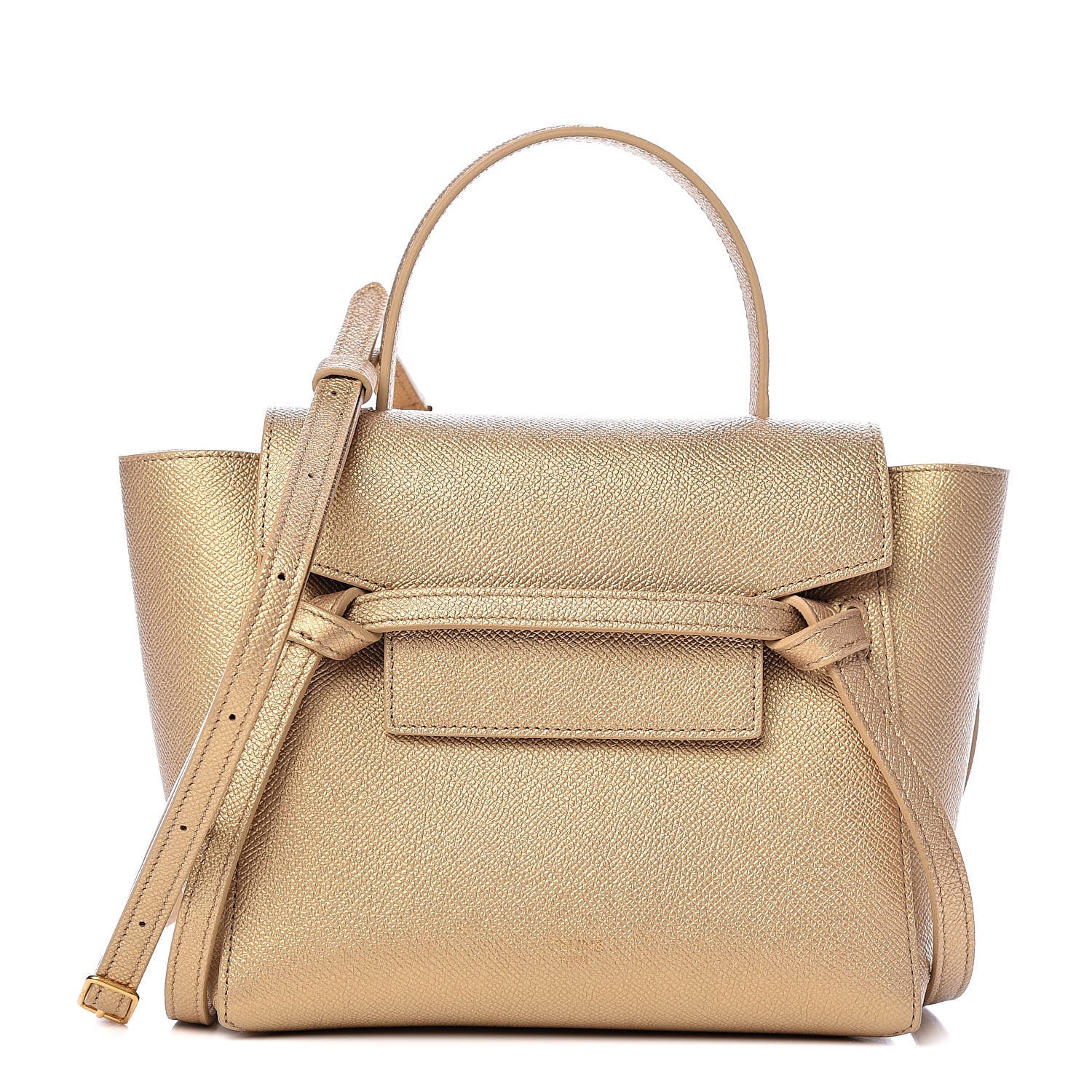 Celine Laminated Calfskin Nano Belt Bag Gold 1 of 9