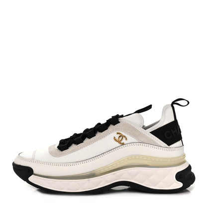 Chanel Velvet Calfskin Mixed Fibers CC Sneakers Ivory 36 Black 1 of 8
