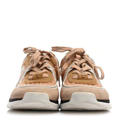 Chanel Suede Tweed Felt CC Sneakers 39 Beige 2 of 7
