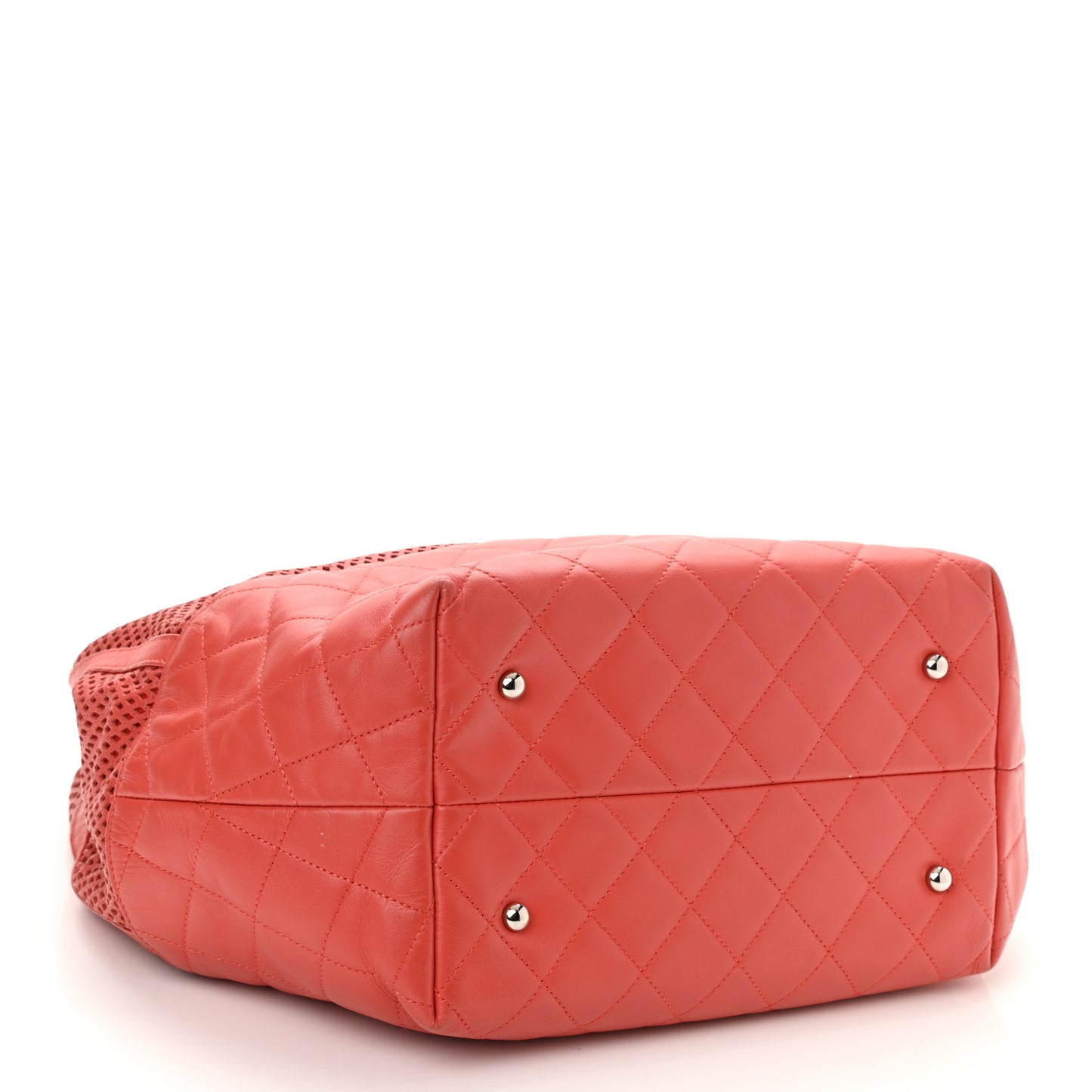 Calfskin Perforated Up In The Air North South Tote Red
