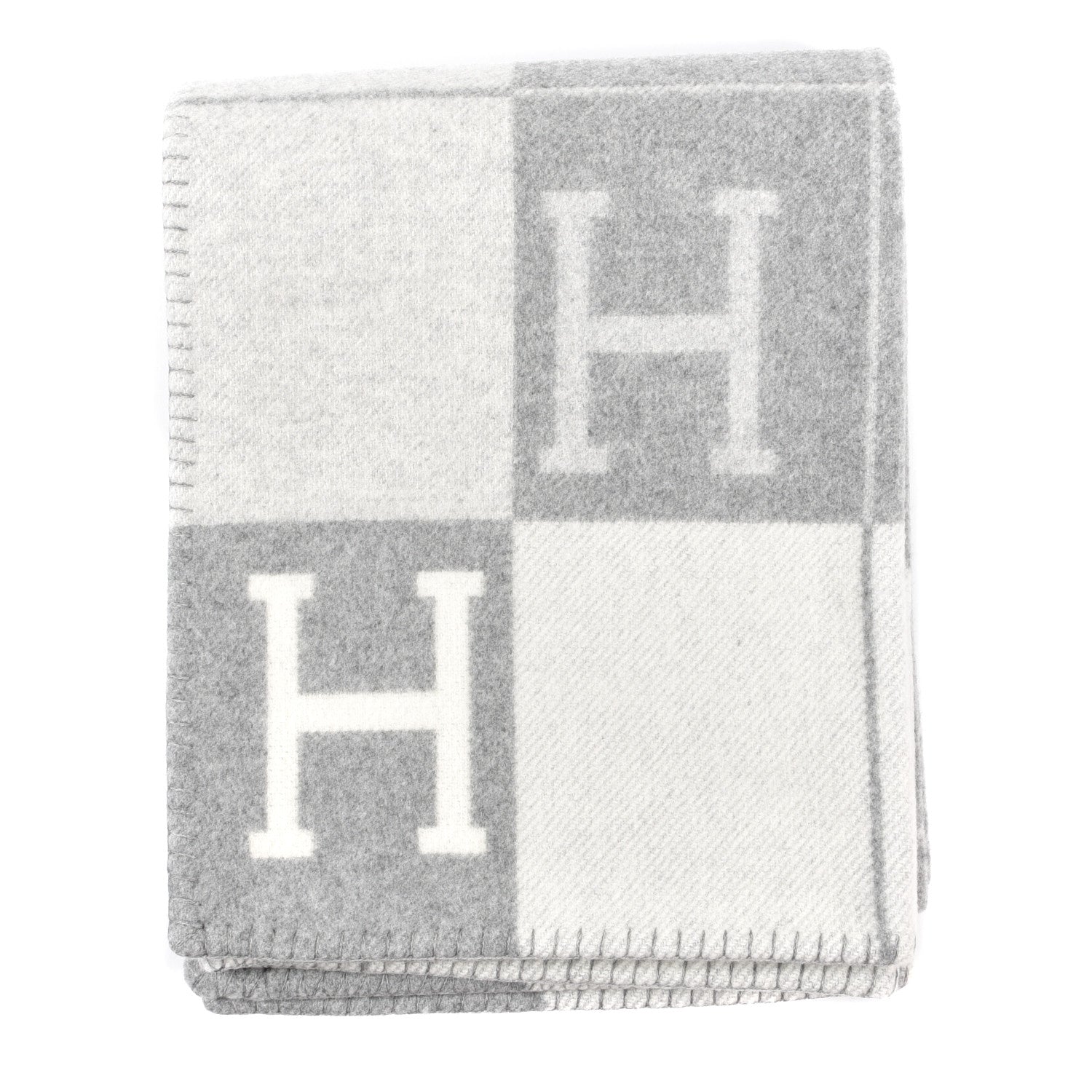 Hermes Wool Cashmere Avalon III Blanket Ecru Gris Clair 1 of 3