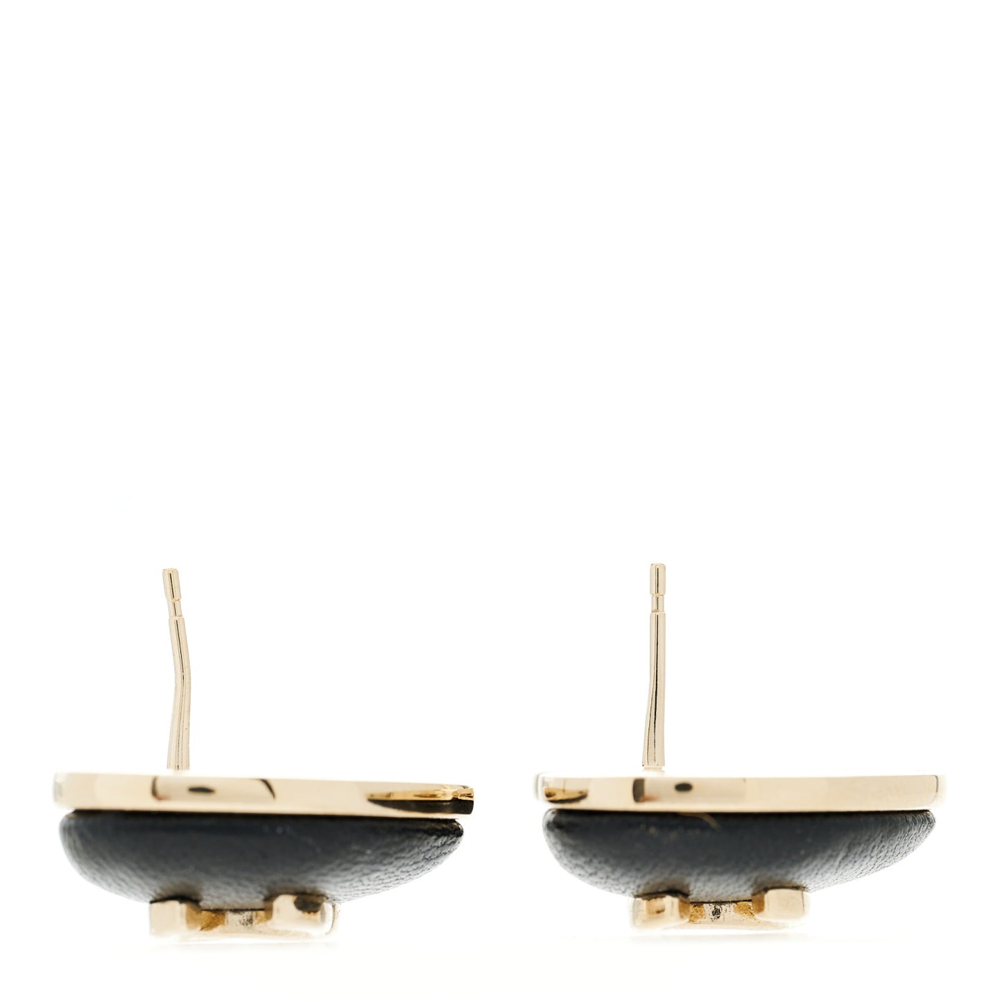 Lambskin CC Heart Earrings Black Gold