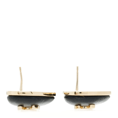 Chanel Lambskin CC Heart Earrings Black Gold 4 of 5
