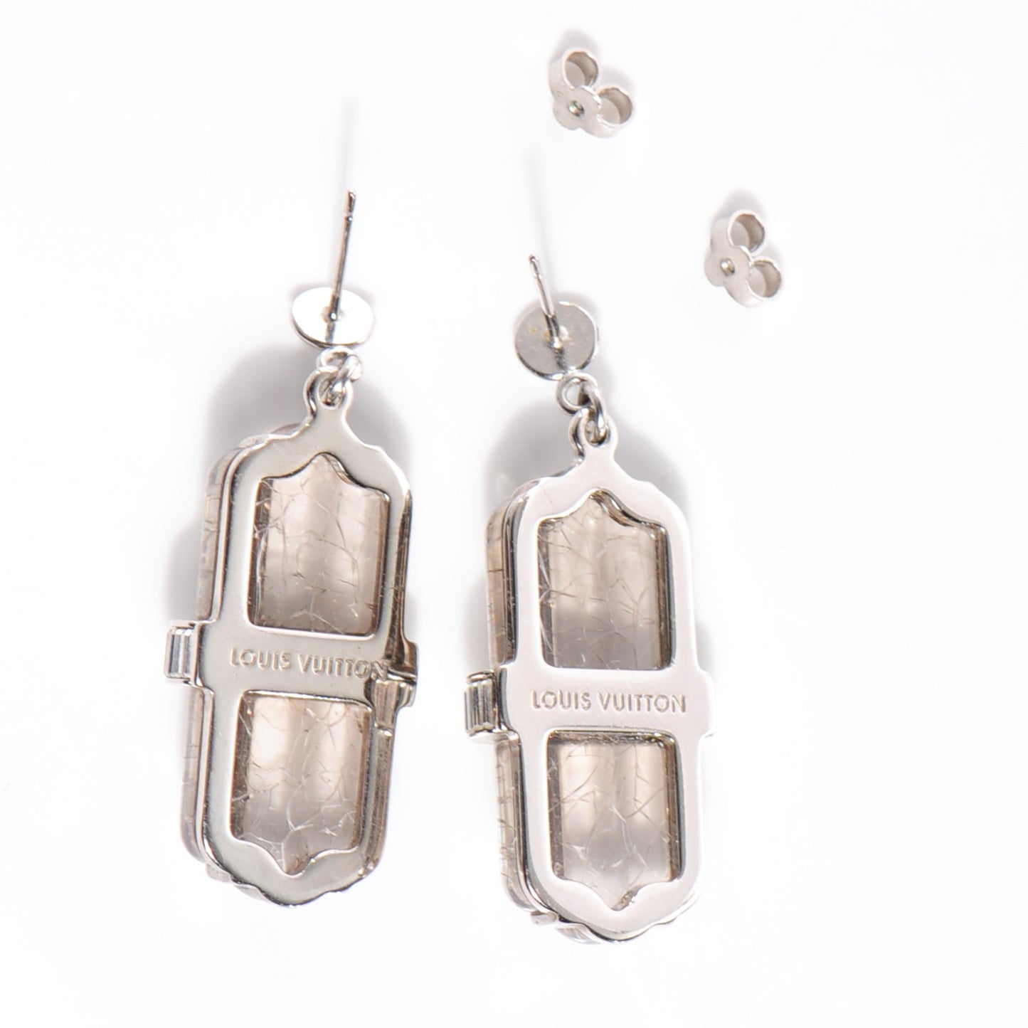 Wrapped Resin Drop Earrings Silver
