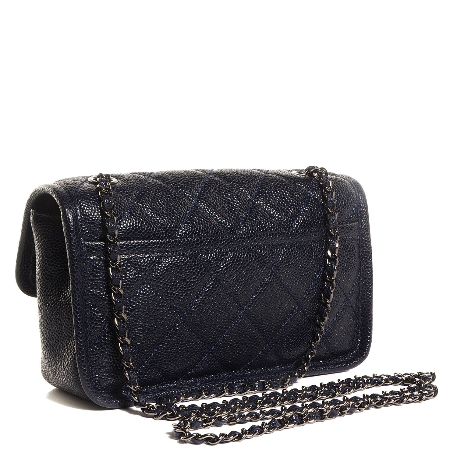 Chanel Grained Calfskin Small Natural Beauty Flap Navy Blue 3 of 8