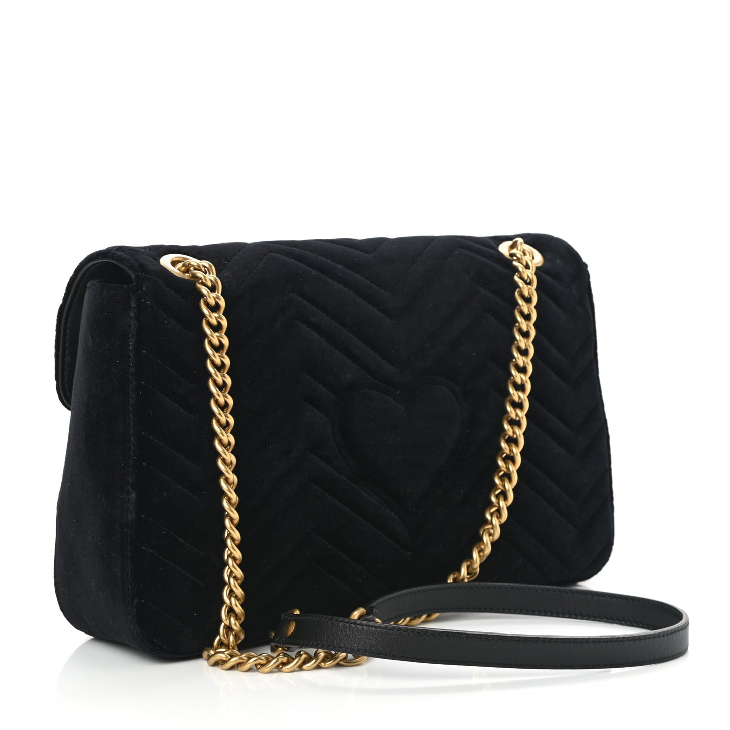 Velvet Matelasse Medium GG Marmont Shoulder Bag Black