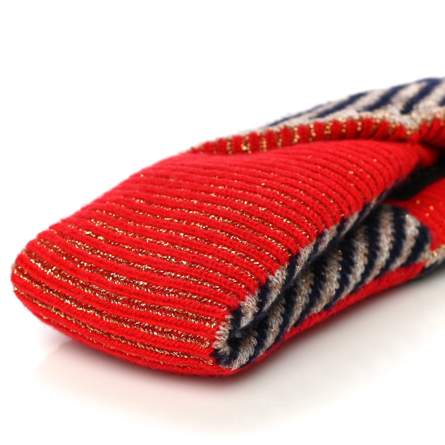 Wool Headband L Red Beige Blue