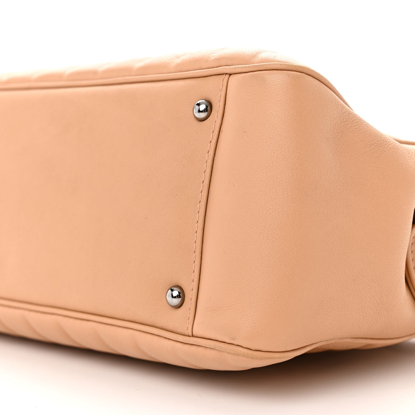 Calfskin Vertical Quilted Lax East West Shoulder Bag Beige