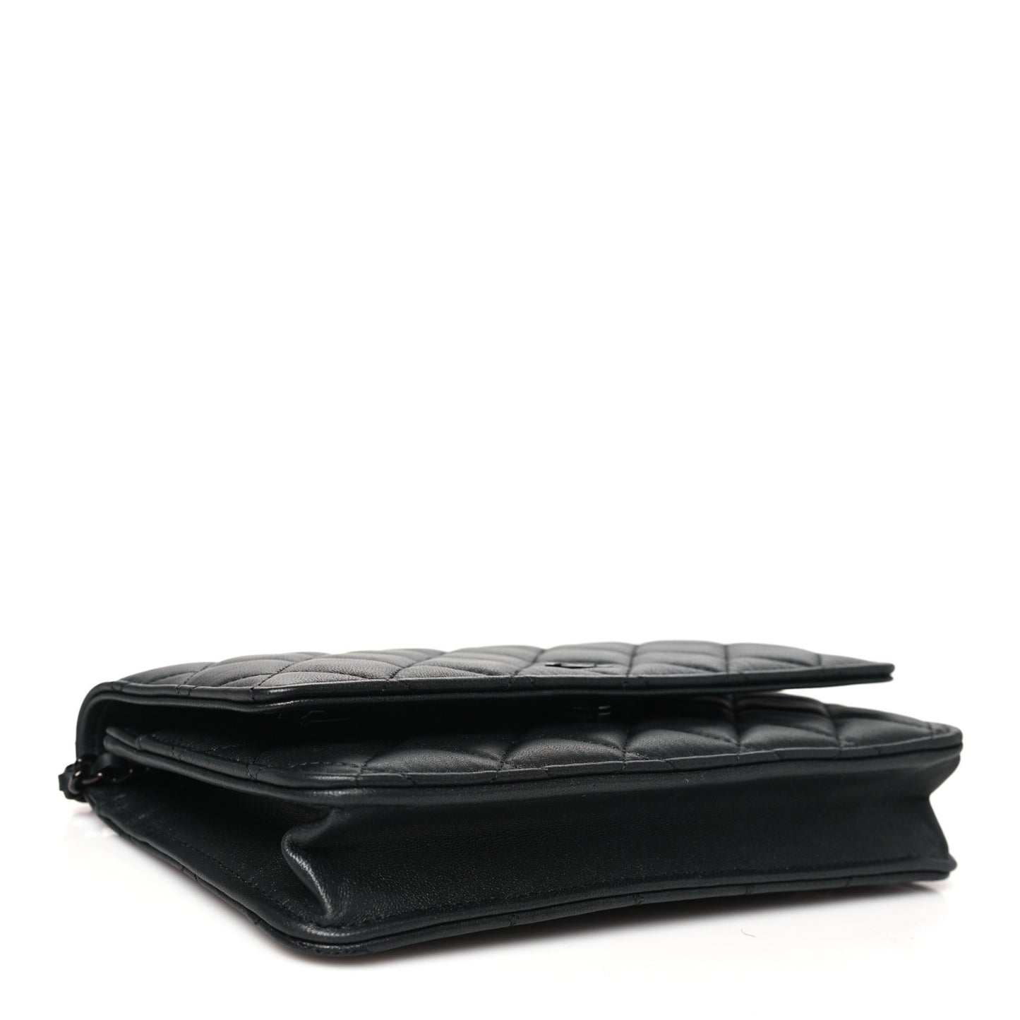 Iridescent Lambskin Quilted Wallet On Chain WOC So Black