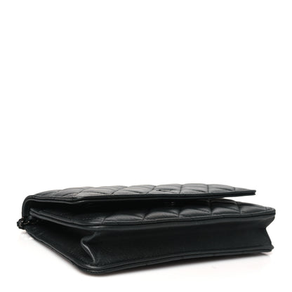 Chanel Iridescent Lambskin Quilted Wallet On Chain WOC So Black 4 of 12