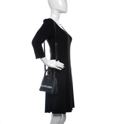 Balenciaga Signature Grained Calfskin XXS Ville Top Handle Bag Black White 3 of 9